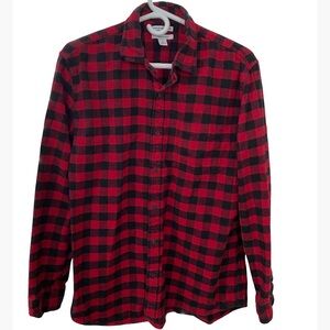 Amazon Essentials Red and Black Plaid Shirt